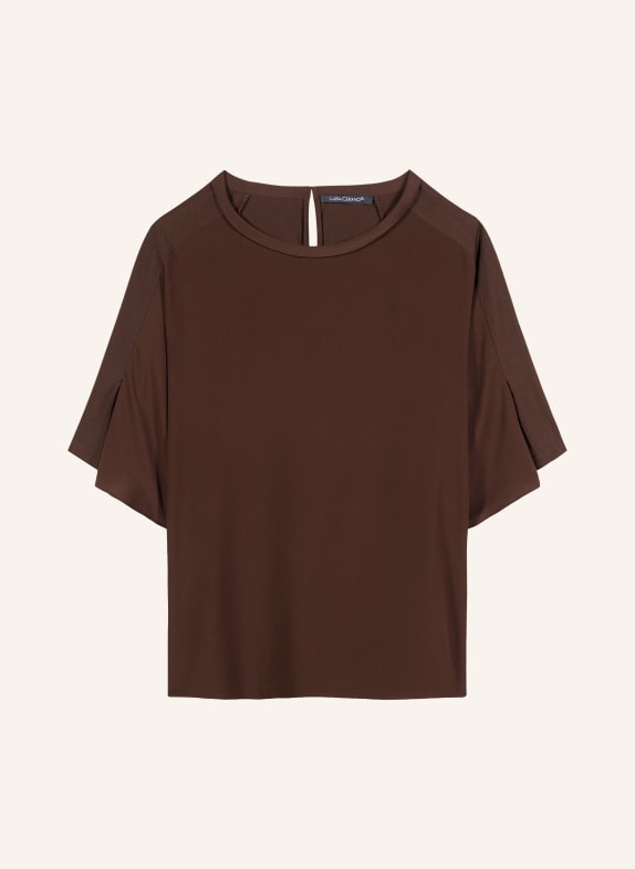 LUISA CERANO Chemisier en mélange de matières MARRON FONCÉ