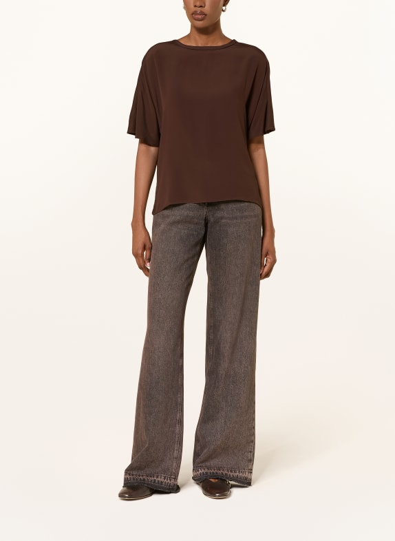 LUISA CERANO Blusenshirt im Materialmix DUNKELBRAUN