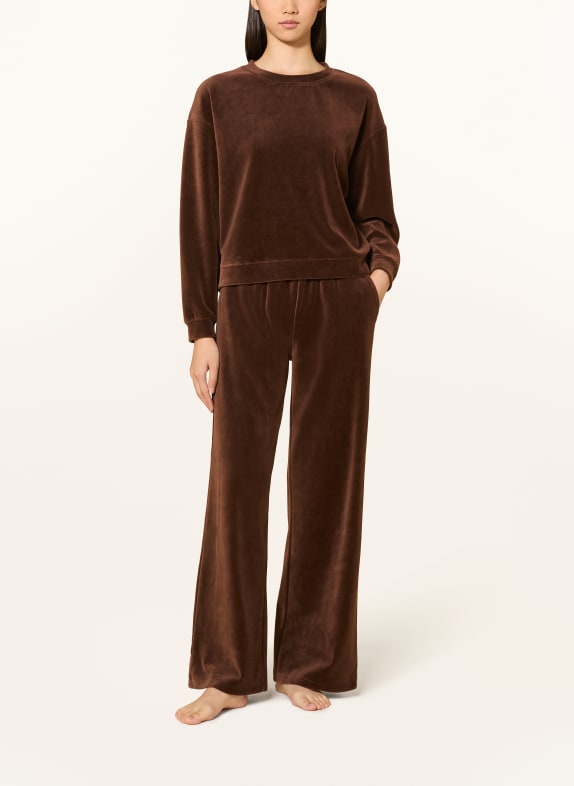 darling harbour Loungeshirt van fleece CHOCOLATE