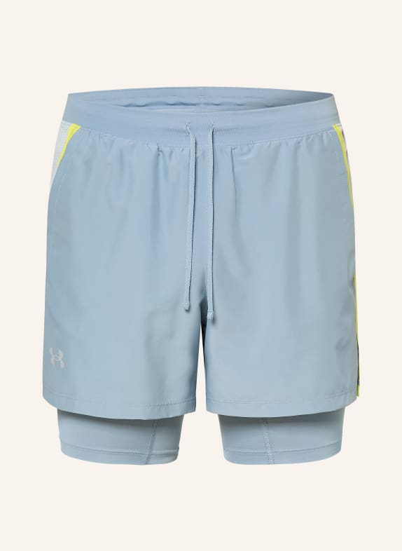 UNDER ARMOUR 2-in-1-Laufshorts UA LAUNCH HELLBLAU / NEONGELB