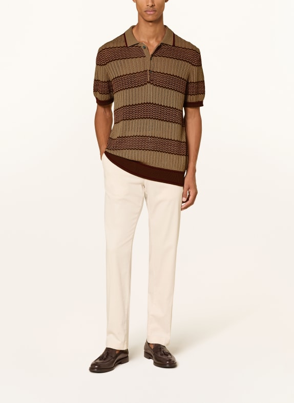 BALDESSARINI Gebreid poloshirt BEIGE / BRUIN / ROOD