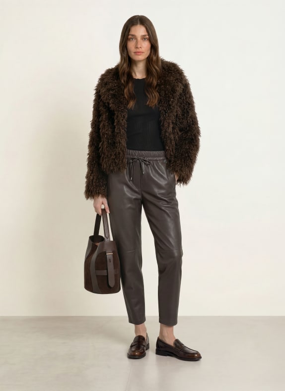 MARC CAIN 7/8 broek RANCHI in leerlook 698 after dark
