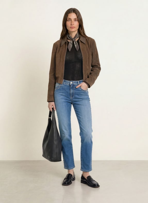 MARC CAIN Cropped jeans ROHA met studs 353 blue denim