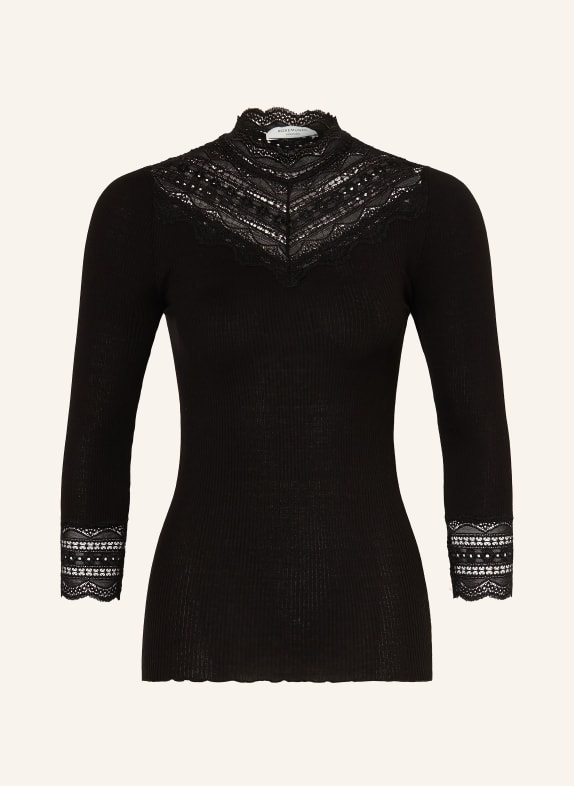 rosemunde BENITA Long-sleeve shirt with Silk and 3/4 Sleeves BLACK