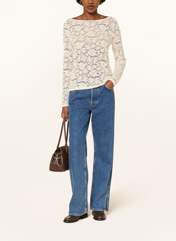 rosemunde Longsleeve DELICIA met lange mouwen van kant CRÈME