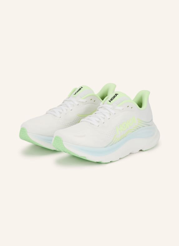 HOKA CLIFTON 11 Running Shoes WHITE / LIGHT GREEN