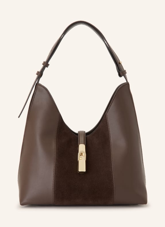 FURLA GOCCIA MEDIUM Bucket bag DARK BROWN / GOLD