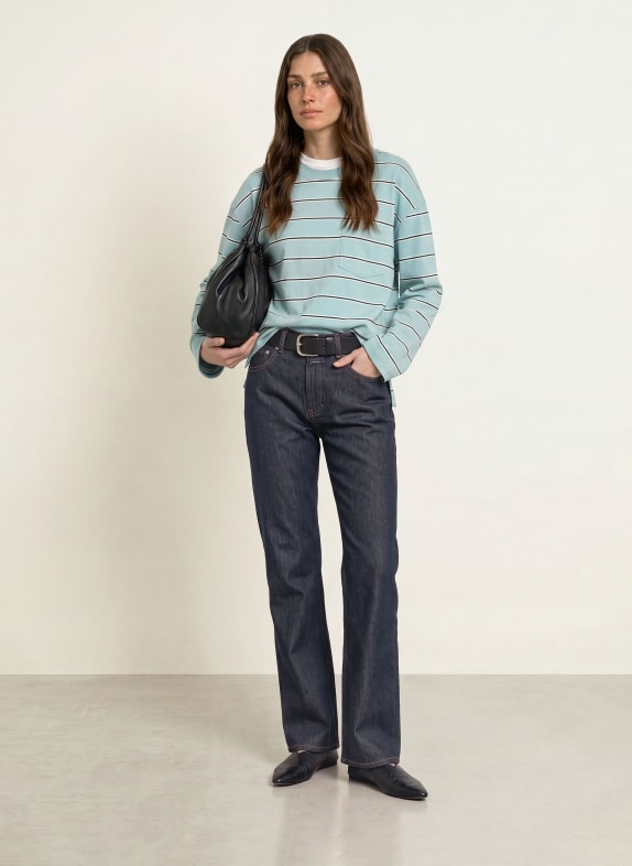CLOSED Longsleeve TURQUOISE / WIT / ZWART