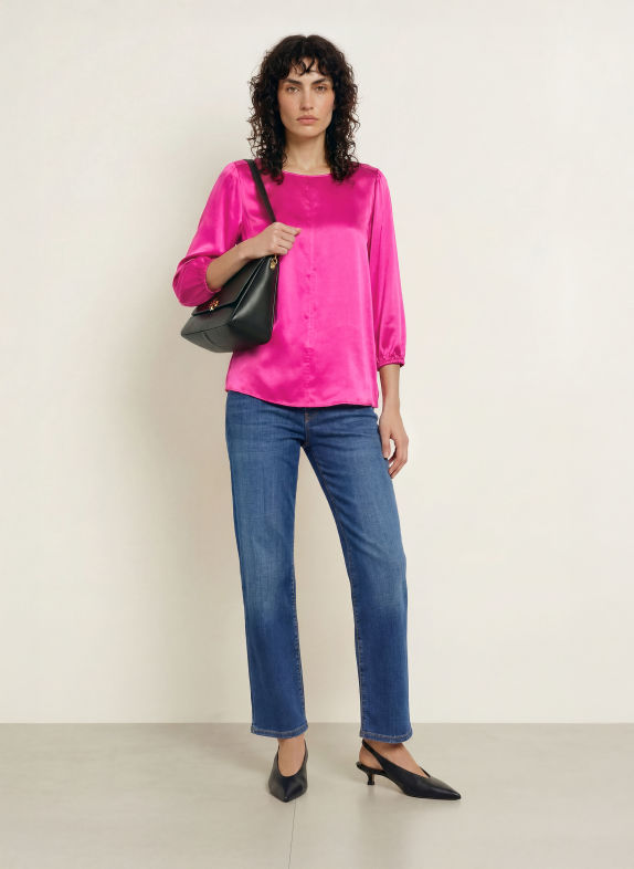 MARC CAIN Zijden blouse met 3/4-mouwen 264 very berry