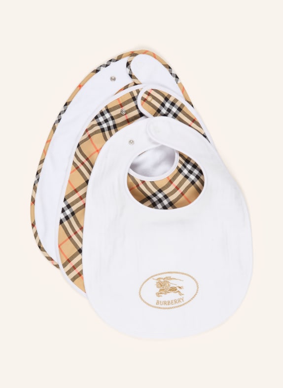BURBERRY 4er-Set Lätzchen WEISS / CAMEL / DUNKELBRAUN