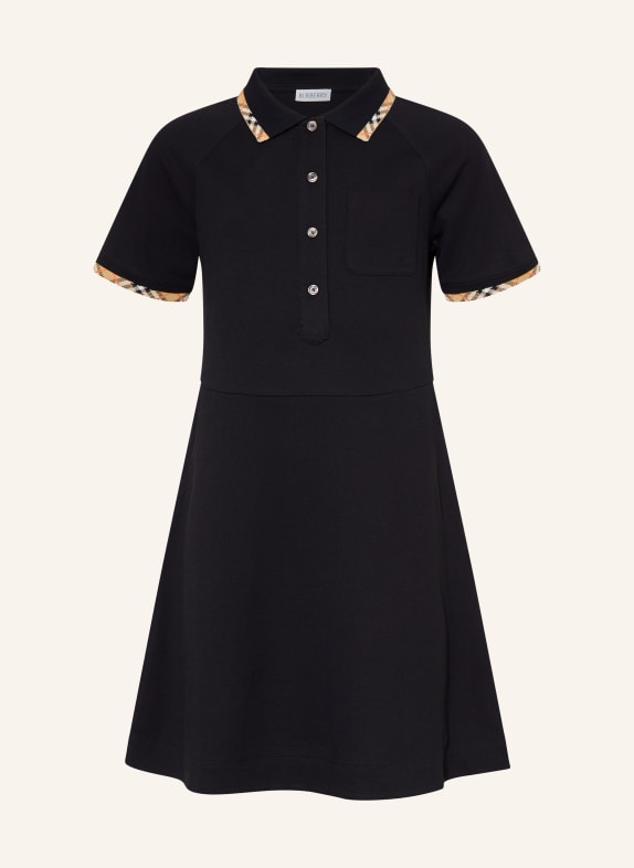 BURBERRY Piqué-poloklänning ROMOLA SVART / KAMEL / RÖD