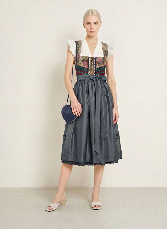 SPORTALM HASELBACH Dirndl with Lace DARK BLUE / DARK RED / GREEN