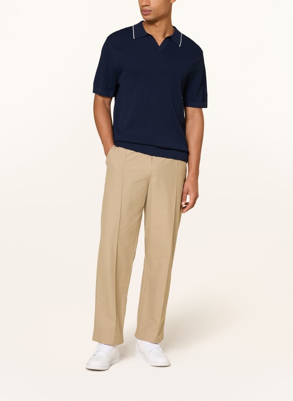 JORDAN Gebreid poloshirt, loose fit DONKERBLAUW