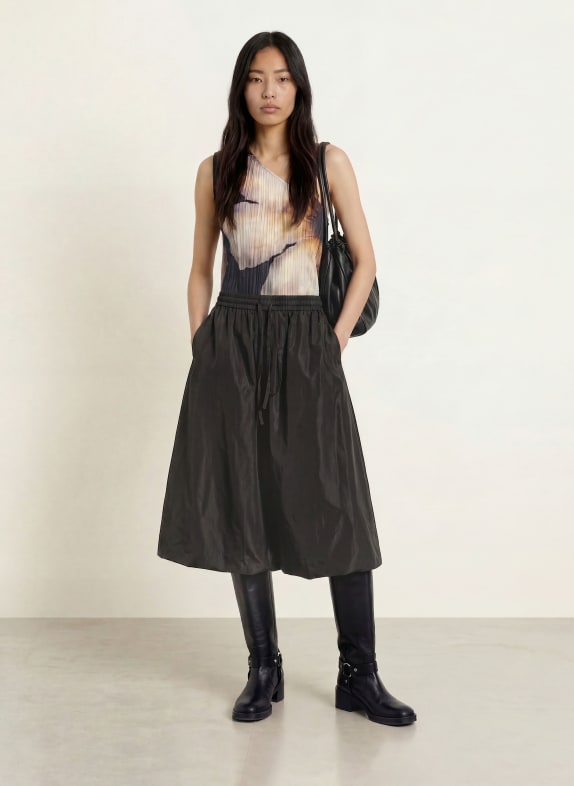 ESTHÉ One-shoulder-Top met plooien ZWART / BEIGE / LICHTGEEL
