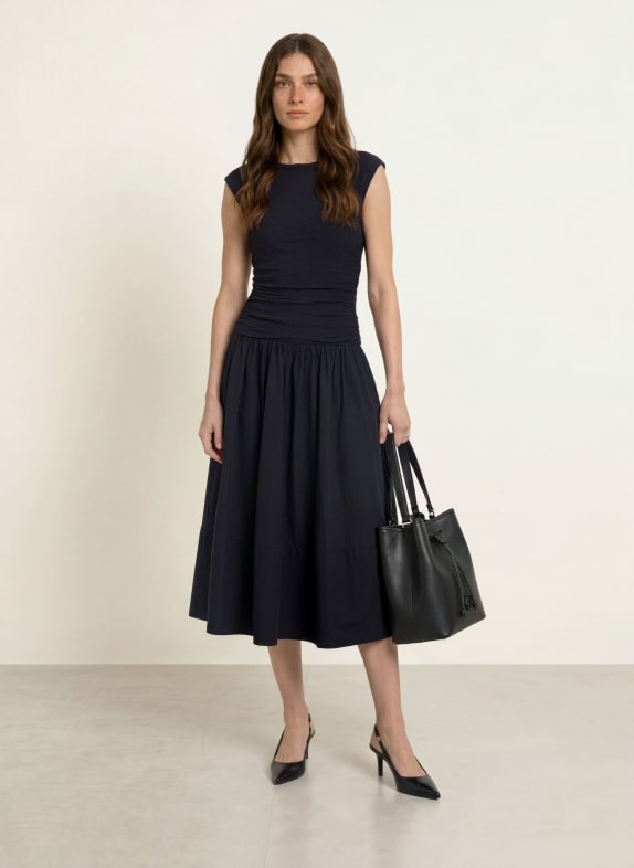 BOSS Kleid ESTRUCI im Materialmix DUNKELBLAU