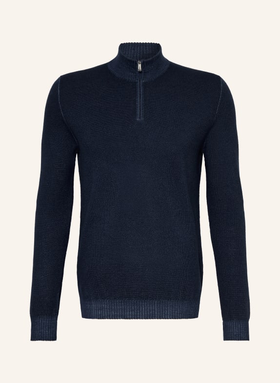 FEDELI Pull col zippé BLEU FONCÉ