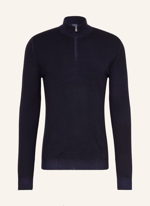 FEDELI Pull col zippé BLEU FONCÉ