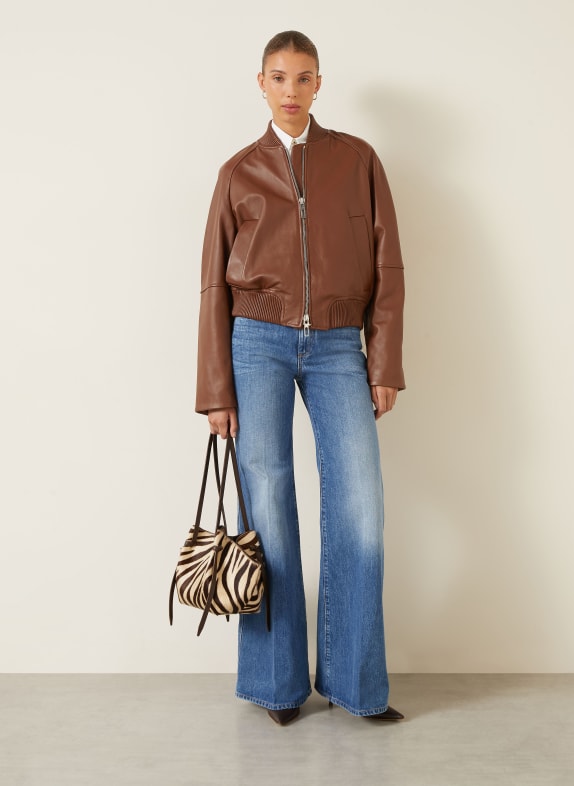 SPORTMAX AMOUR Leather Jacket BROWN