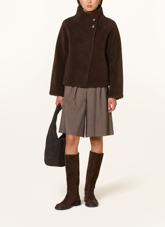 darling harbour Reversible teddy fur jacket dark chocolaate