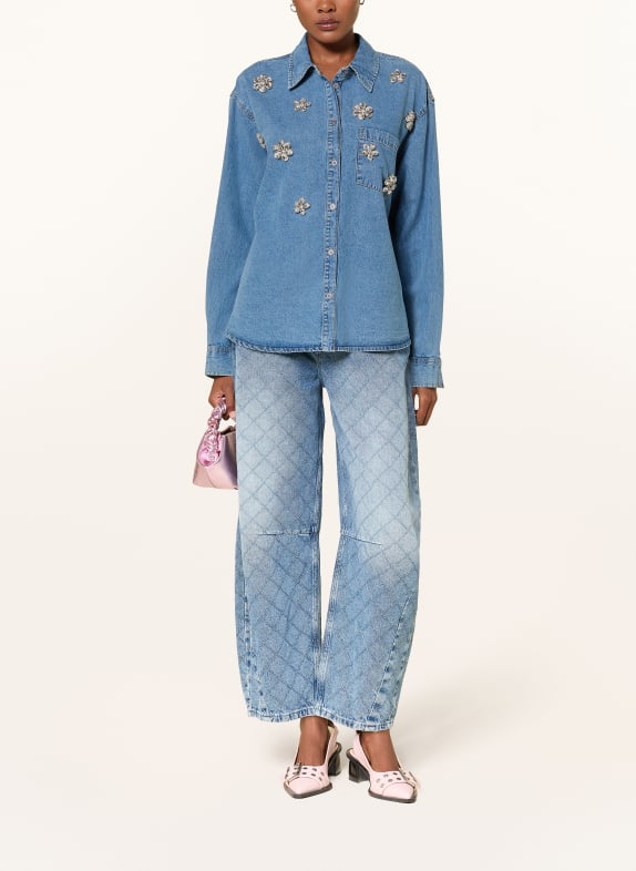 ESSENTIEL ANTWERP Denimblouse KONNECTION met sierstenen BLAUW