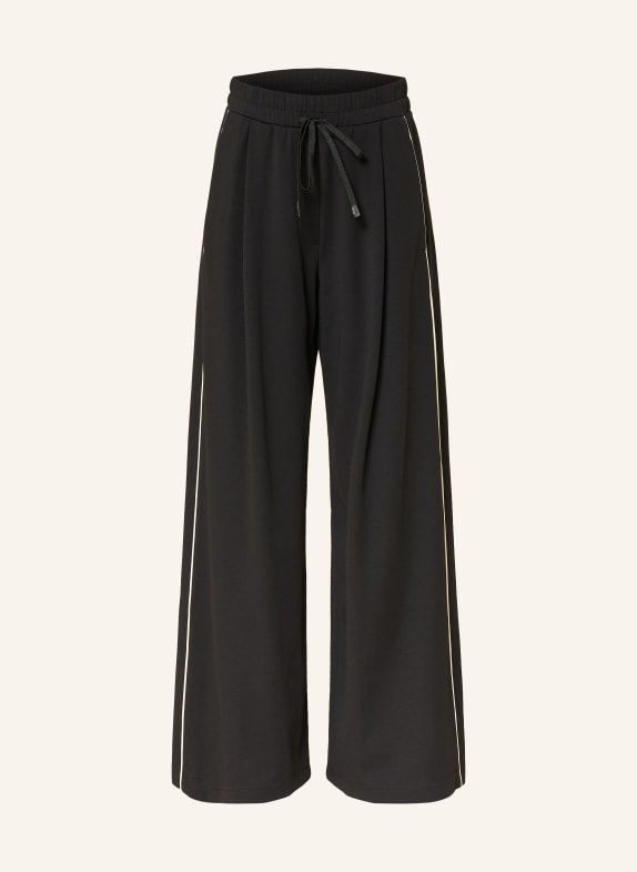 WEEKEND Max Mara GODEZIA jersey wide-leg trousers with braided trim BLACK / CREAM