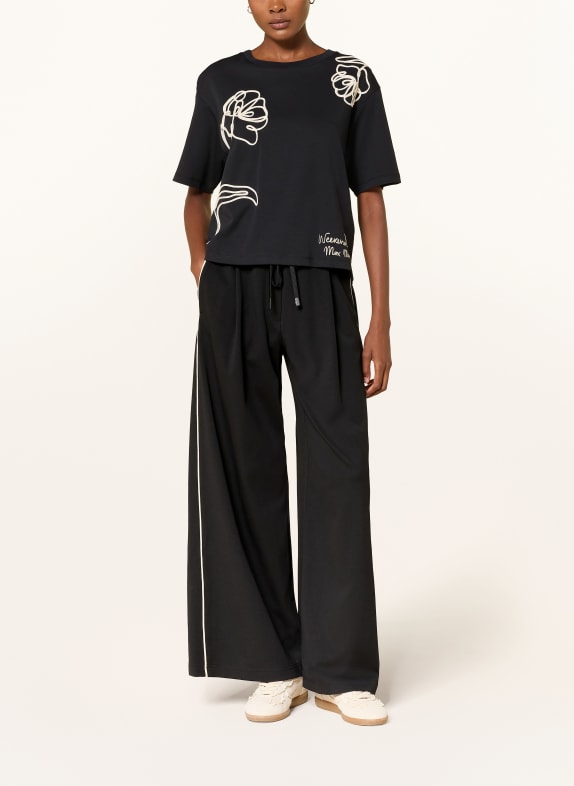 WEEKEND Max Mara Marlenehose GODEZIA aus Jersey mit Galonstreifen SCHWARZ / CREME