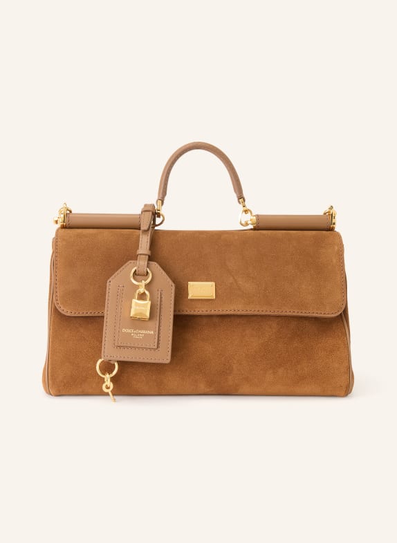 DOLCE & GABBANA MY SICILY MEDIUM Handbag COGNAC / GOLD