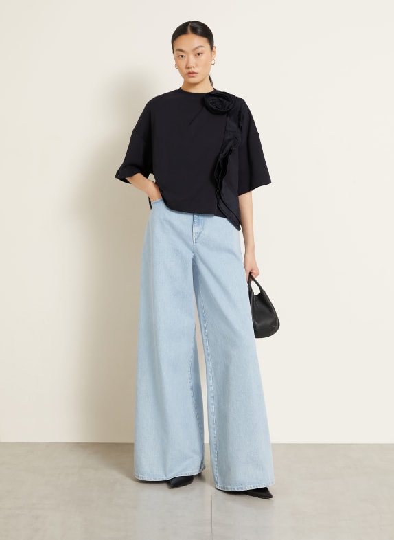 Max Mara T-shirt ERA met volants DONKERBLAUW