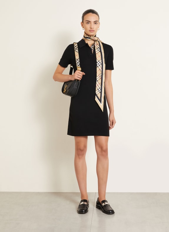BURBERRY Robe polo en maille MAGNOLIA NOIR / CHAMEAU / ROUGE