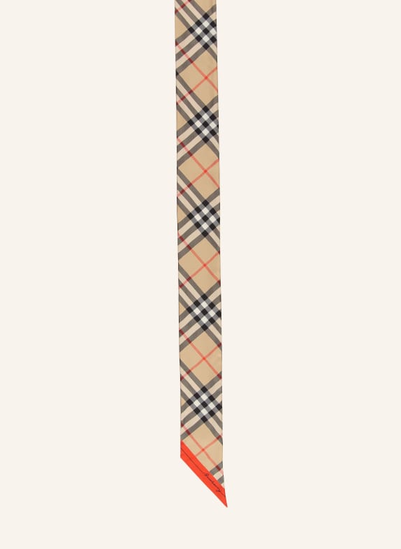 BURBERRY Seidenschal BEIGE / ROT / SCHWARZ