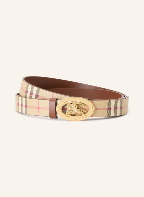 BURBERRY Leather belt BEIGE / GOLD / DARK RED