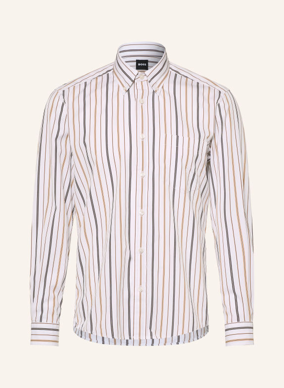 BOSS Chemise LIAM coupe classique BLANC / CHAMEAU / NOIR