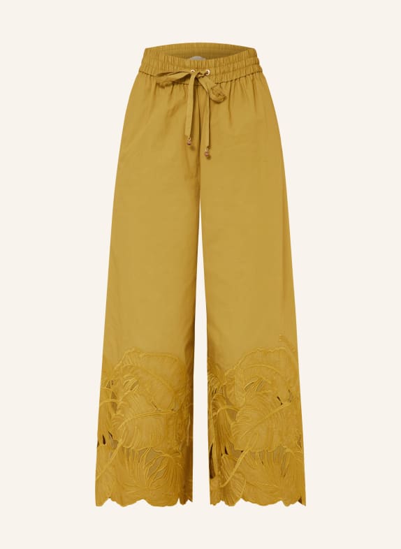 ZIMMERMANN MAHON 7/8-length trousers with eyelet lace OLIVE