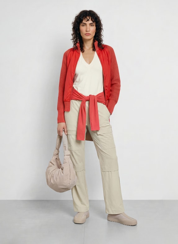 JEANNE BARET Strickjacke VINTER im Materialmix DUNKELROT
