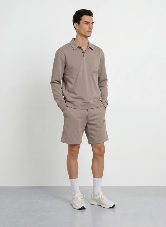BOSS Sweat-Poloshirt PLACKET GRAU