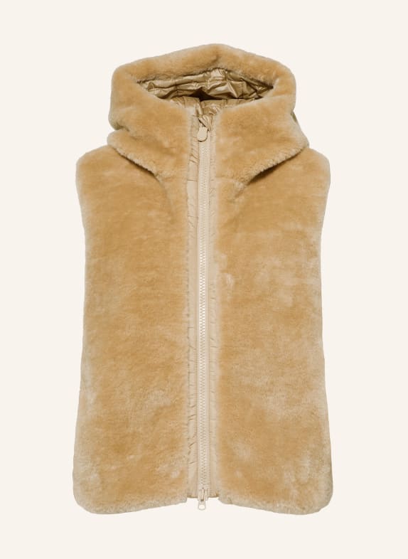SAVE THE DUCK CASSANDRA Quilted Vest in a Mix of Materials BEIGE