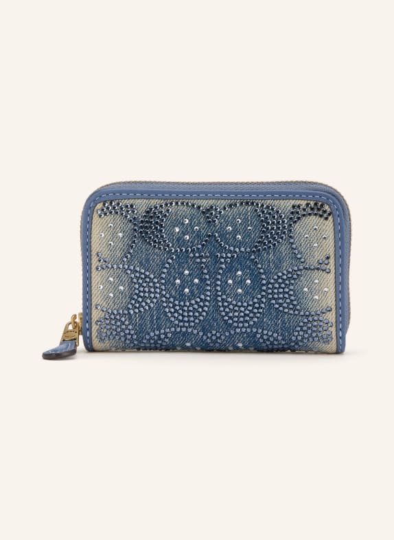 COACH Geldbörse ESSENTIAL SMALL mit Schmucksteinen HELLBLAU / GOLD