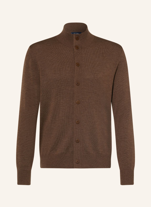 OLYMP SIGNATURE Strickjacke aus Merinowolle DUNKELBRAUN