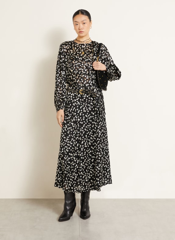 ISABEL MARANT Rock HILZA mit Seide SCHWARZ / GRAU / WEISS