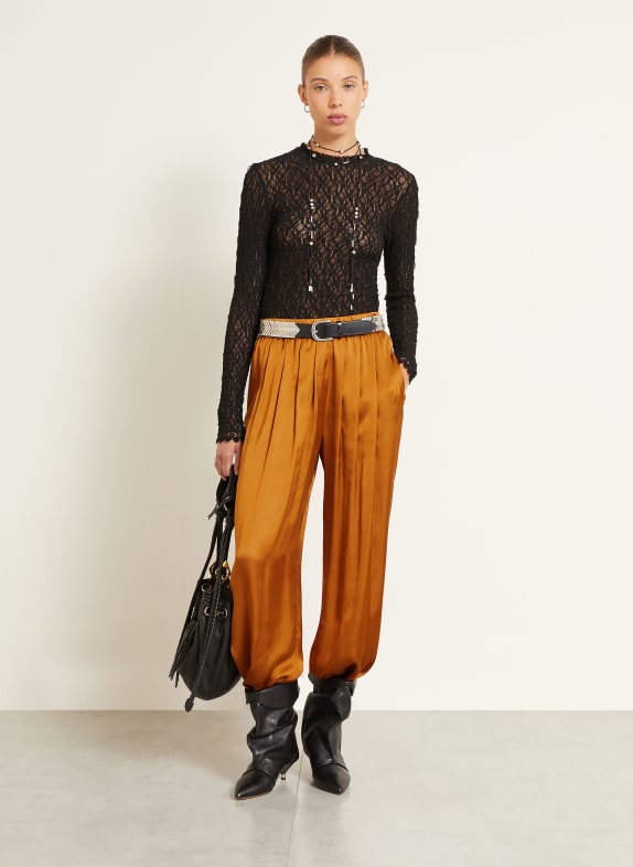 ISABEL MARANT Longsleeve BRANY met lange mouwen van kant ZWART