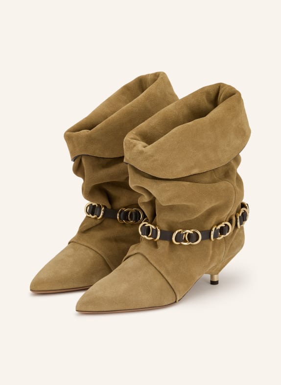 ISABEL MARANT Ankelstövlar EDRIK RINGS TAUPE / GULD