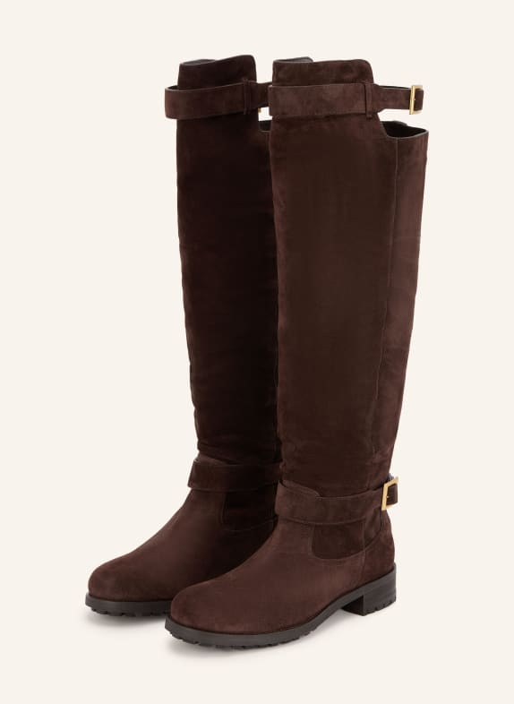 JIMMY CHOO Bottes BIKER KB MARRON FONCÉ