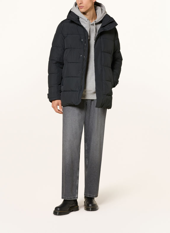 SAVE THE DUCK FLAVIEN Quilted Jacket with Detachable Hood BLACK