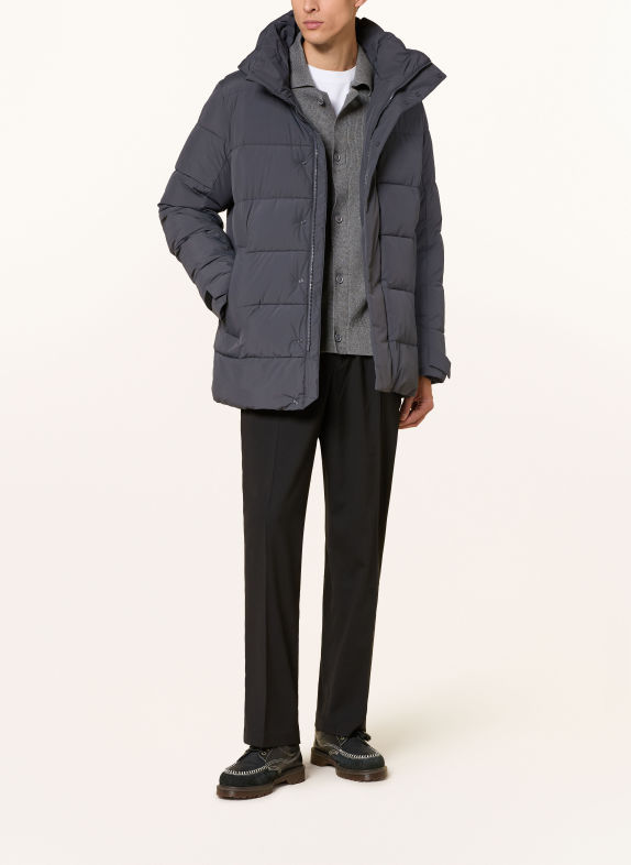 SAVE THE DUCK FLAVIEN Quilted Jacket with Detachable Hood DARK GRAY