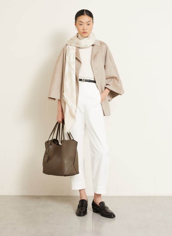 Max Mara Shopperka MIXEDDOUBLES z torebką typu pouch JASNOBRĄZOWY / SREBRNY / OLIWKOWY