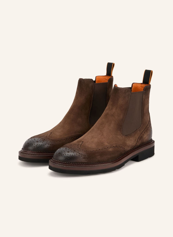 Santoni Bottines Chelsea KALAMABOOT MARRON FONCÉ
