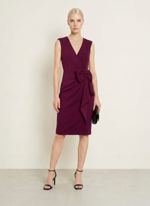 ADRIANNA PAPELL Cocktail dress with ruffles DARK RED