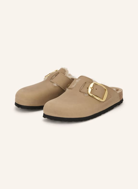 BIRKENSTOCK Pantoletten BOSTON BIG BUCKLE BEIGE / GOLD / CREME