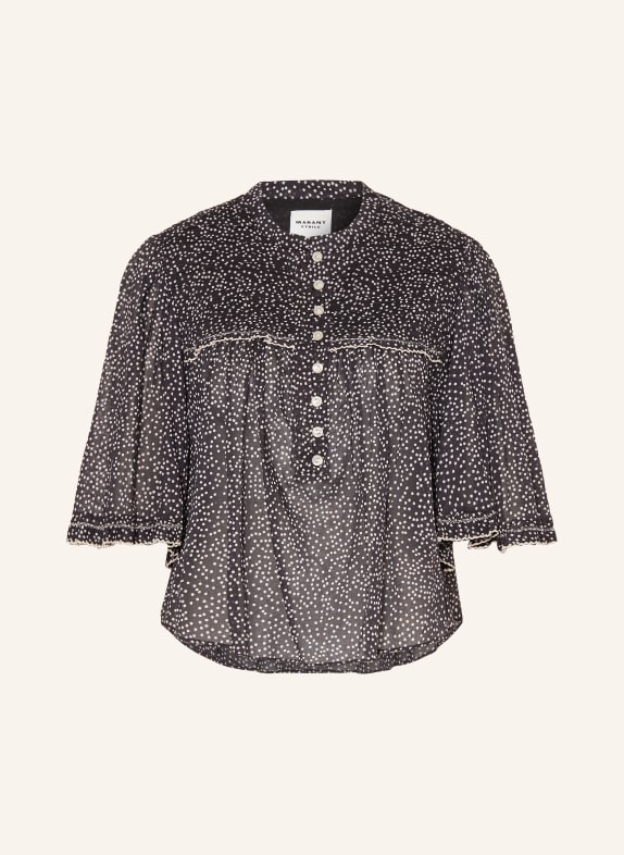 MARANT ÉTOILE DOUNA-blouseshirt met ruches ZWART / WIT