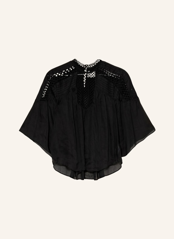 MARANT ÉTOILE PARINA Shirt blouse with Lace and Pleats BLACK